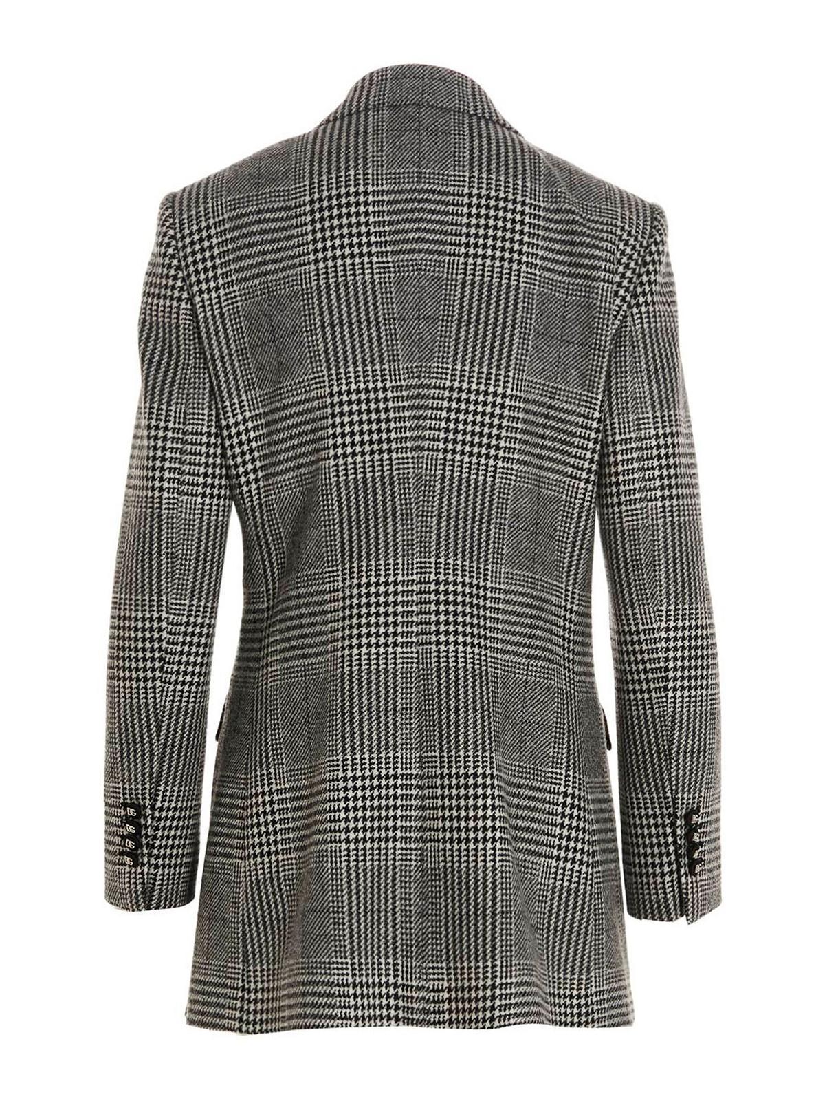 DOLCE & GABBANA Tartan Double Breast Blazer In Black Product Image