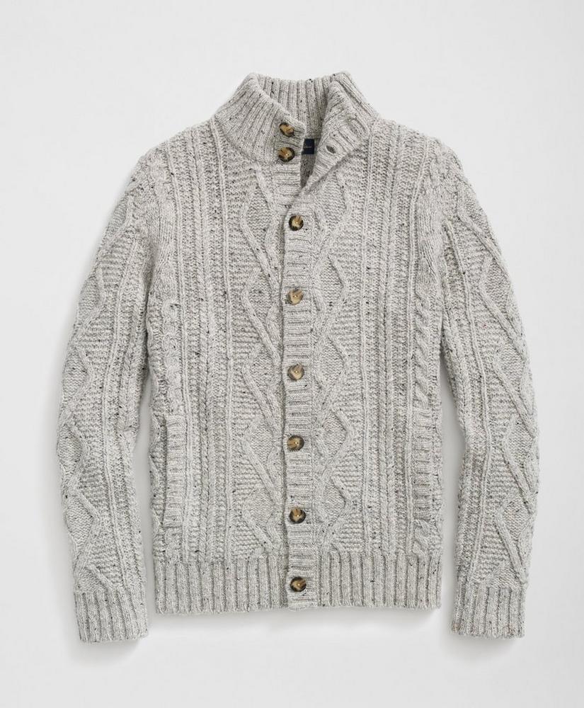 Big & Tall Aran Knit Cardigan in Donegal Merino Wool Product Image