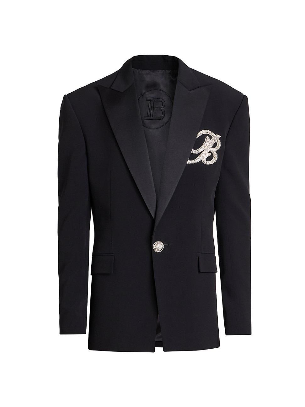 Mens Embroidered One-Button Suit Jacket Product Image