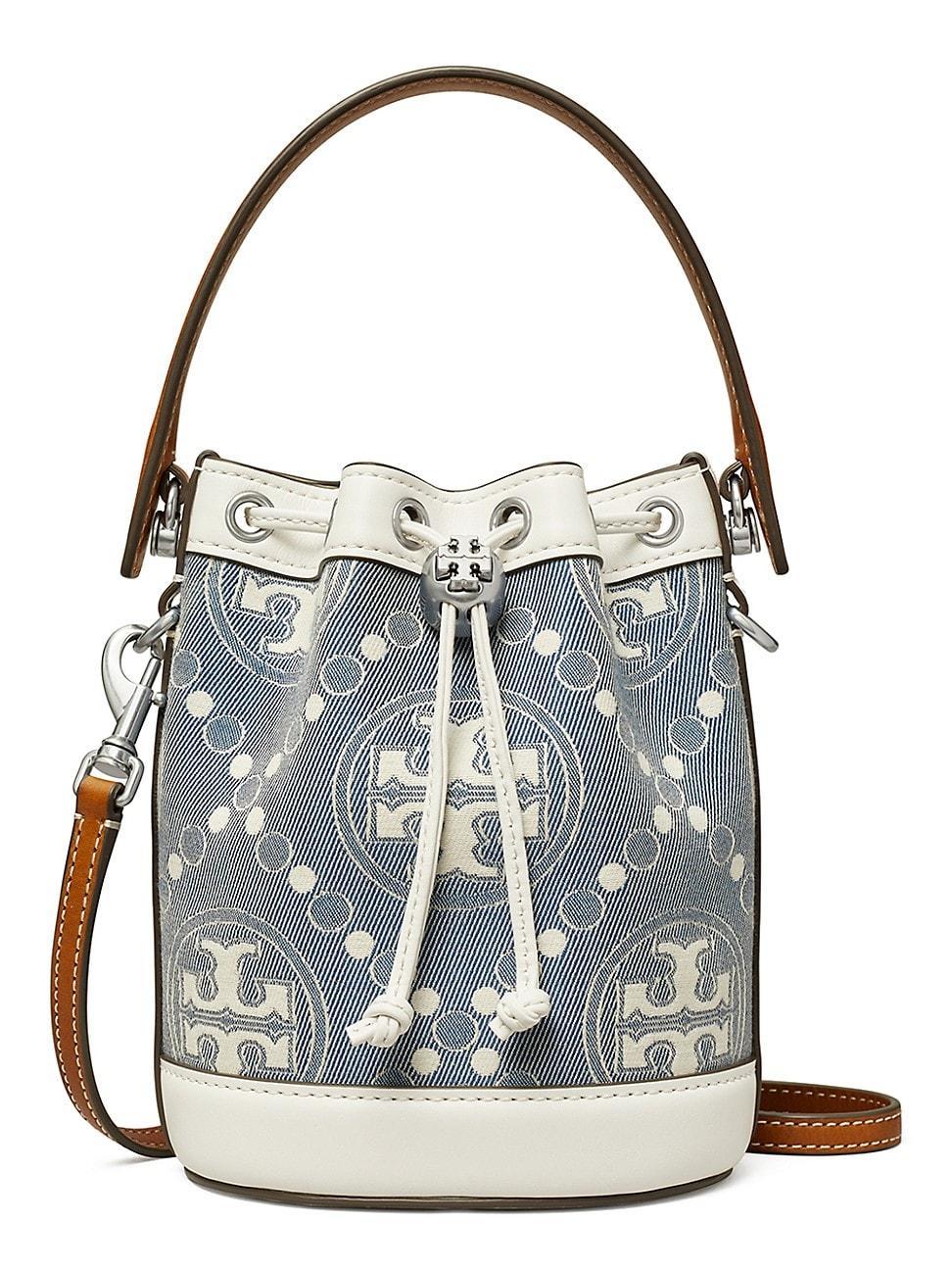 Tory Burch Mini T Monogram Denim Bucket Bag Product Image