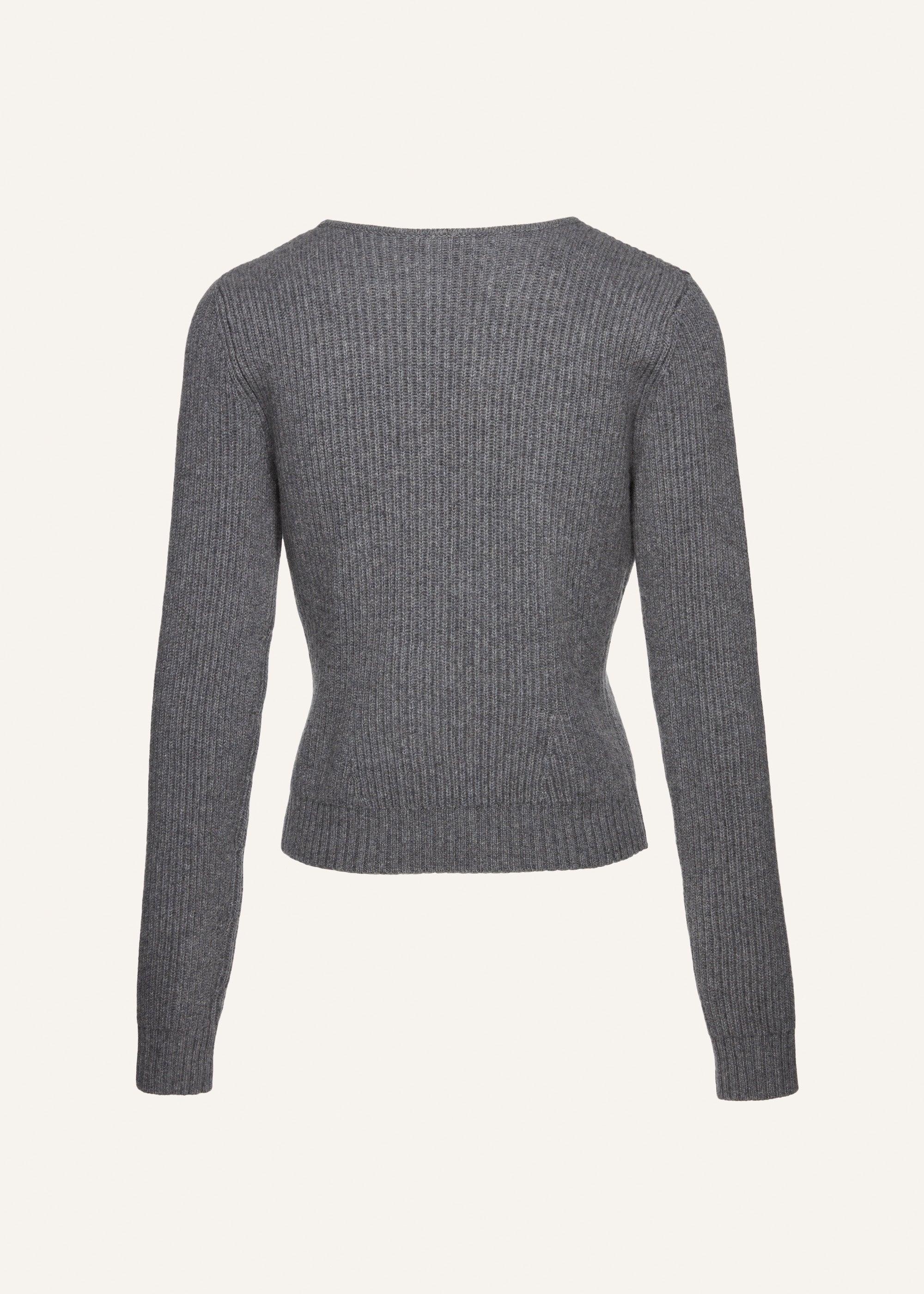 Sculpted rib-knit sweater in grey Product Image