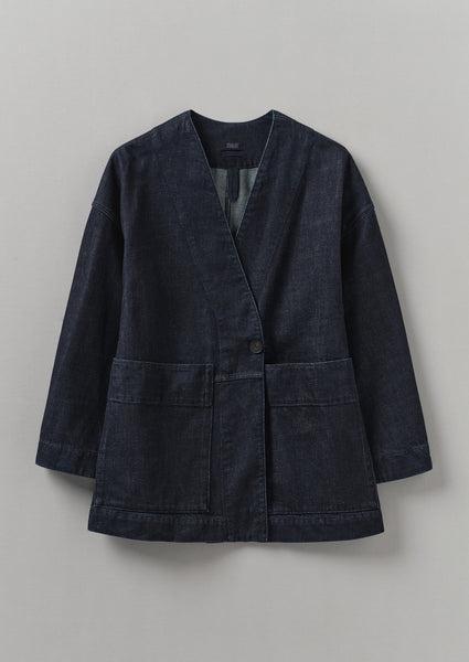 Indigo Denim Wrap Jacket | Indigo Product Image