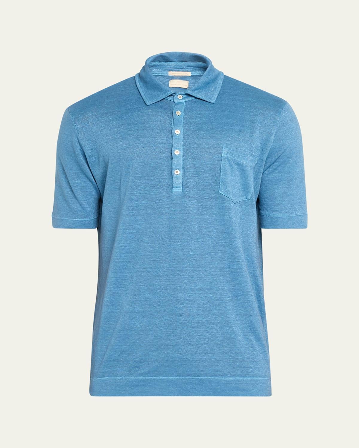 Mens Linen Pique Jersey Polo Shirt Product Image