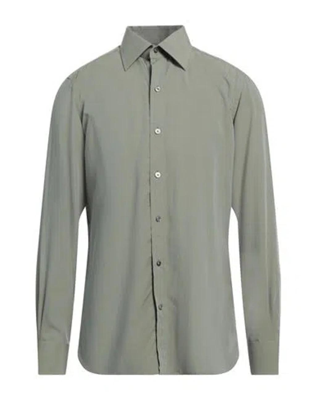 TOM FORD Man Shirt Sage Green Size 16 Lyocell, Silk Product Image