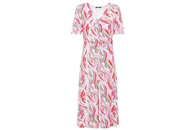 Olsen Womens Short Sleeve Allover Floral Print Midi Dress Product Image