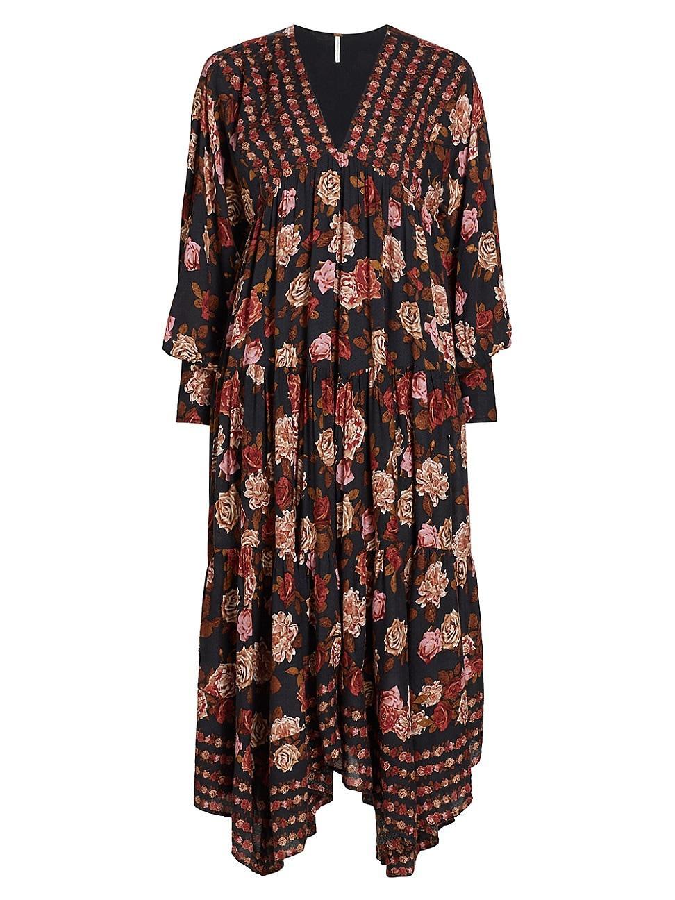 Womens Rows Of Roses Asymmetric Maxi Dress Product Image