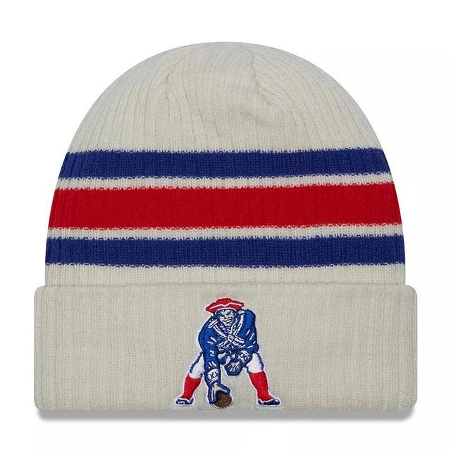 Mens New Era Cream Distressed New England Patriots Gridiron Classics Vintage-Like Cuffed Knit Hat Product Image