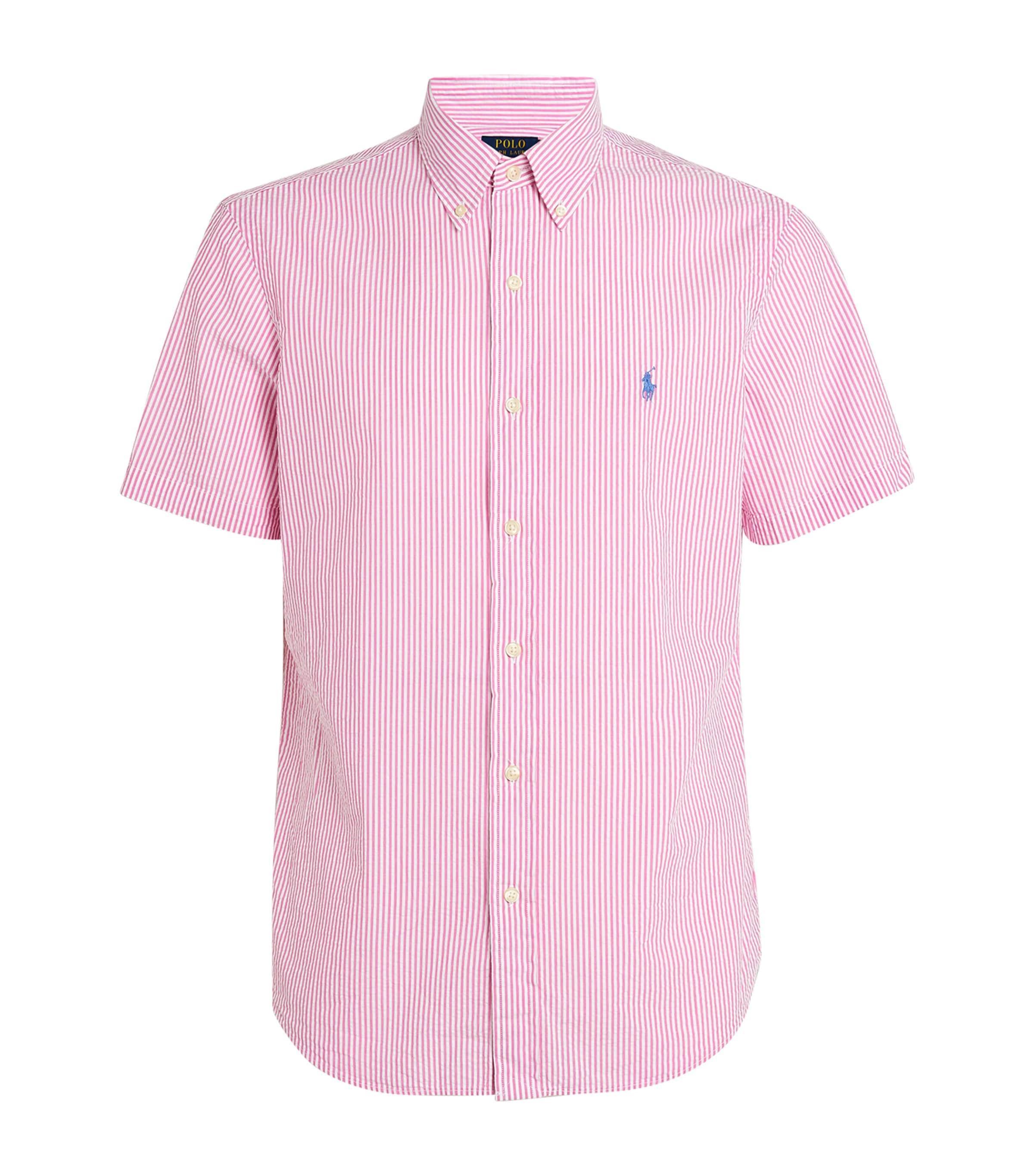 POLO RALPH LAUREN Seersucker Striped Shirt In Pink Product Image