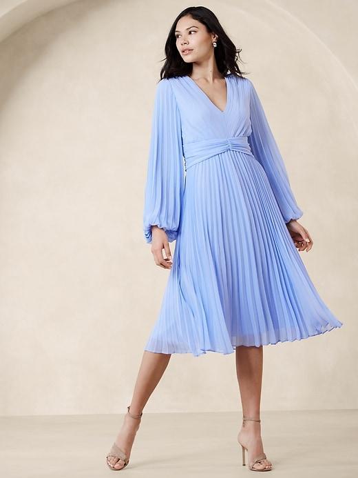 Chiffon Pleated Midi Dress Product Image