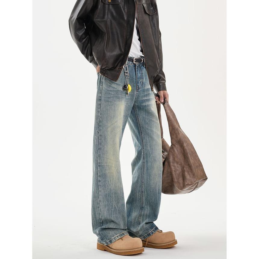 Mid Rise Washed Straight Leg Jeans Product Image