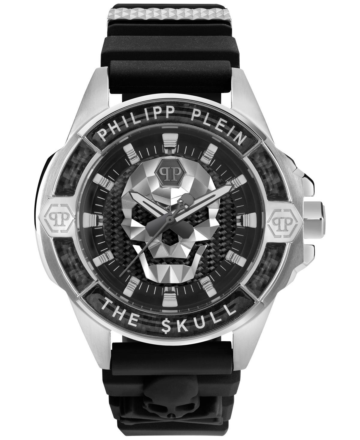 Philipp Plein Mens The $kull Black Silicone Strap Watch 44mm - Stainless Steel Product Image