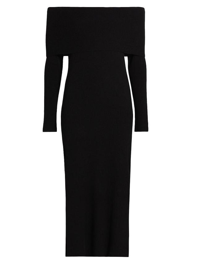 Womens Ribbed Cashmere Midi-Dress Product Image