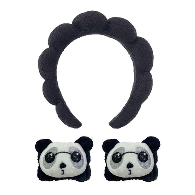 Set of 3: Plain Face Wash Headband + Cartoon Wristband Product Image