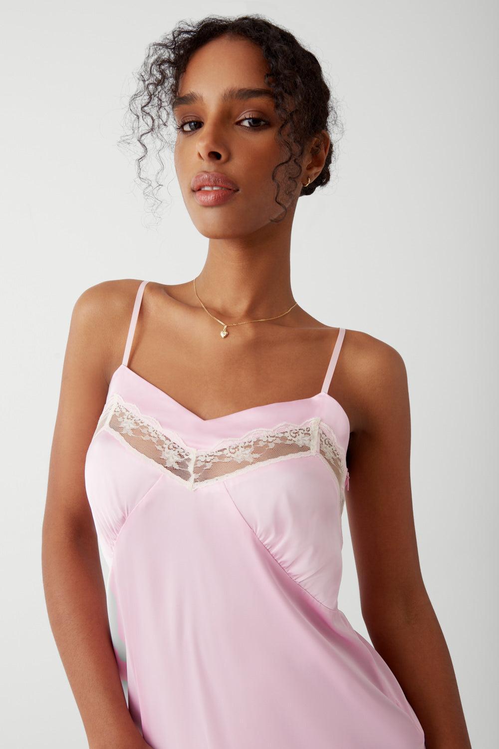 Carson Satin Mini Dress - English Rose Product Image