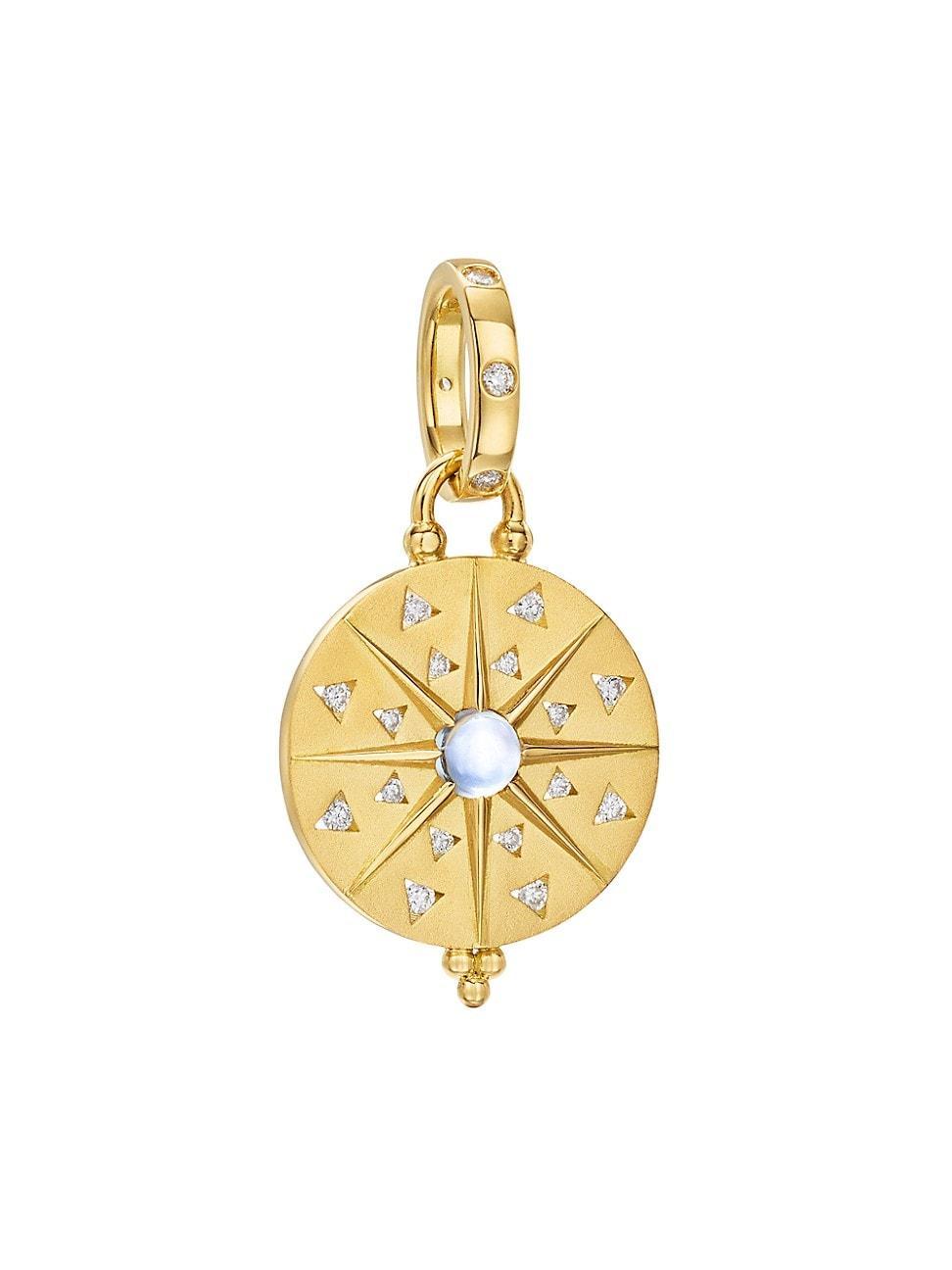 Womens Celestial Sole Mandala Small 18K Yellow Gold, Blue Moonstone & 0.17 TCW Diamond Pendant Product Image