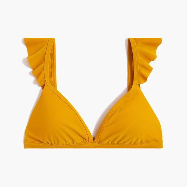 Ruffle-shoulder V-neck bikini top Product Image