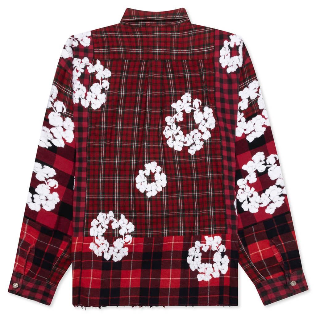 Readymade x Denim Tears Check LS Shirt - Red Male Product Image