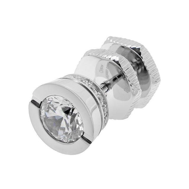 LYNX Cubic Zirconia Stainless Steel Stud - Single Earring, Mens, White Product Image