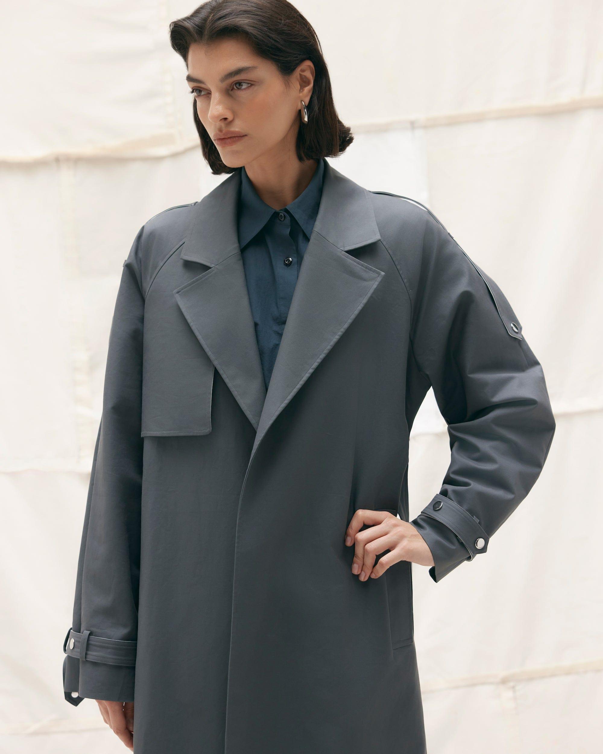 Rhea Contrast Trim Trench Coat Product Image