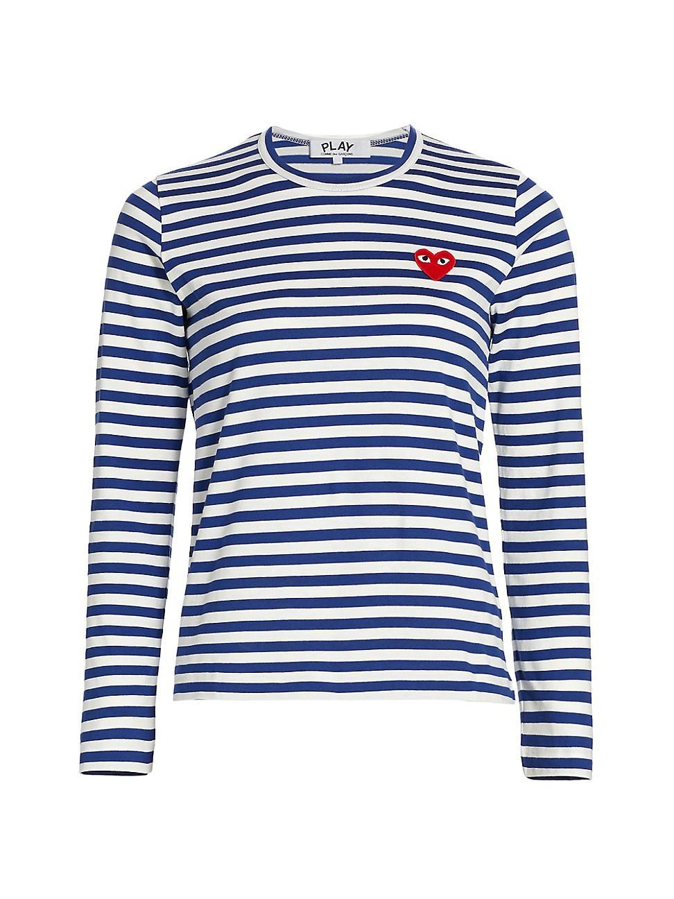 Womens Striped Red Heart Long-Sleeve Shirt product image