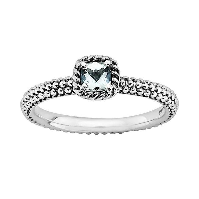 Stacks & Stones Sterling Silver Aquamarine Stack Ring, Womens Blue Product Image