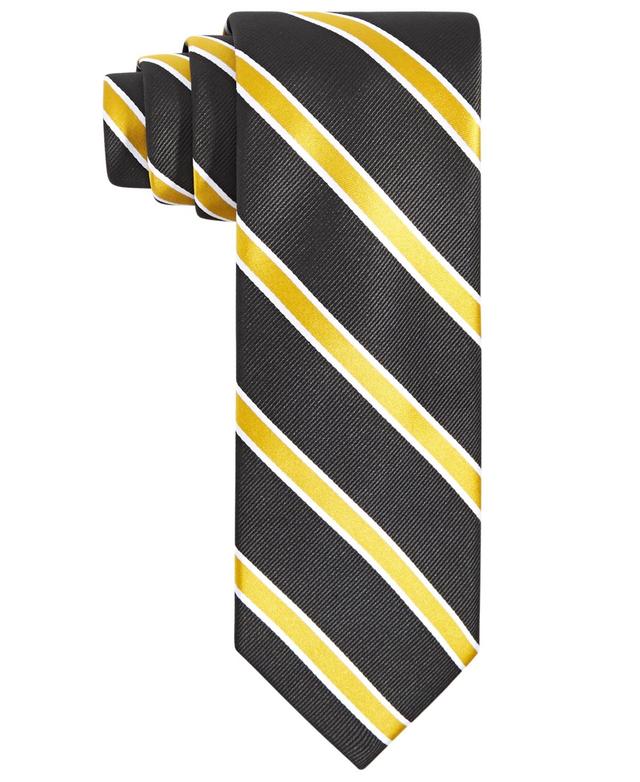 Tayion Collection Mens Black Stripe Tie - Gold Product Image