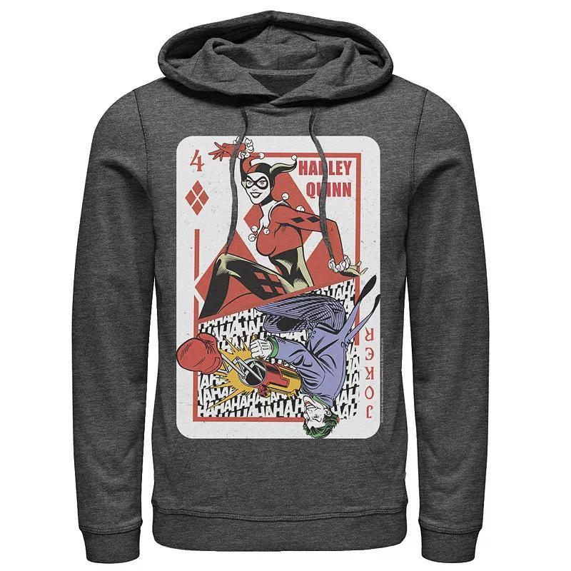 Mens DC Comics Harley Quinn Joker Playing Card Hoodie Product Image