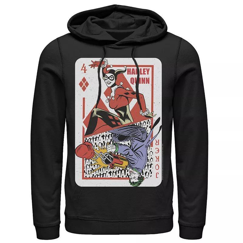 Mens DC Comics Harley Quinn Joker Playing Card Hoodie Product Image