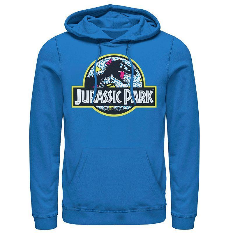 Mens Jurassic Park Blue Retro Classic Icon Pullover Hoodie Product Image