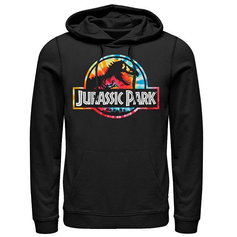 Mens Jurassic Park Tie Dye Circle Logo Graphic Hoodie Product Image