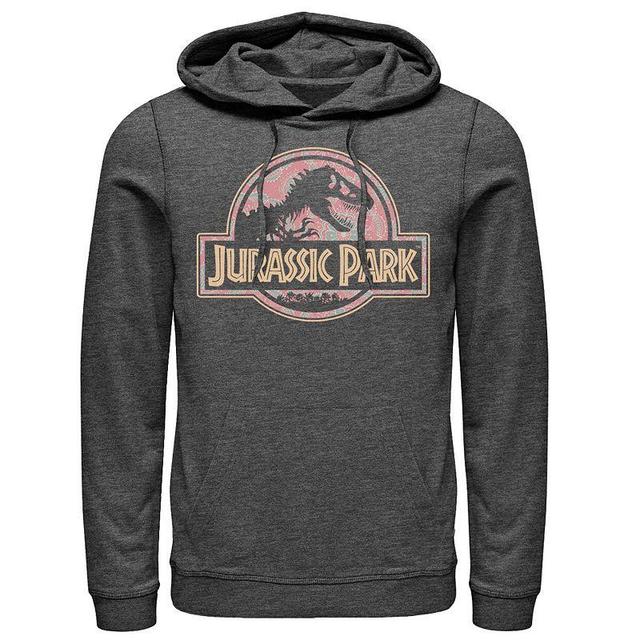 Mens Jurassic Park Floral Circle Logo Pullover Hoodie Grey Heather Product Image