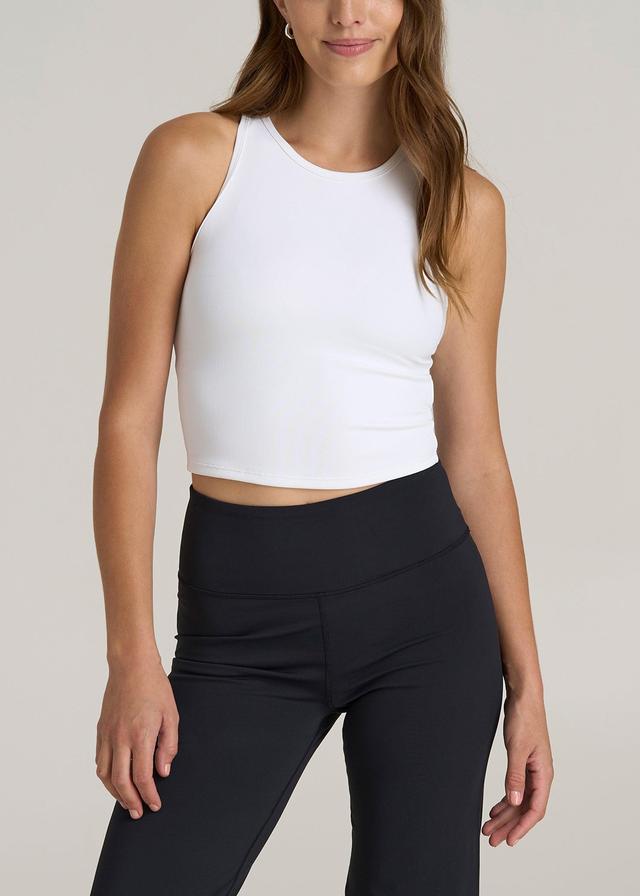 Cropped Ribbed Tank Top for Tall Women in White Product Image