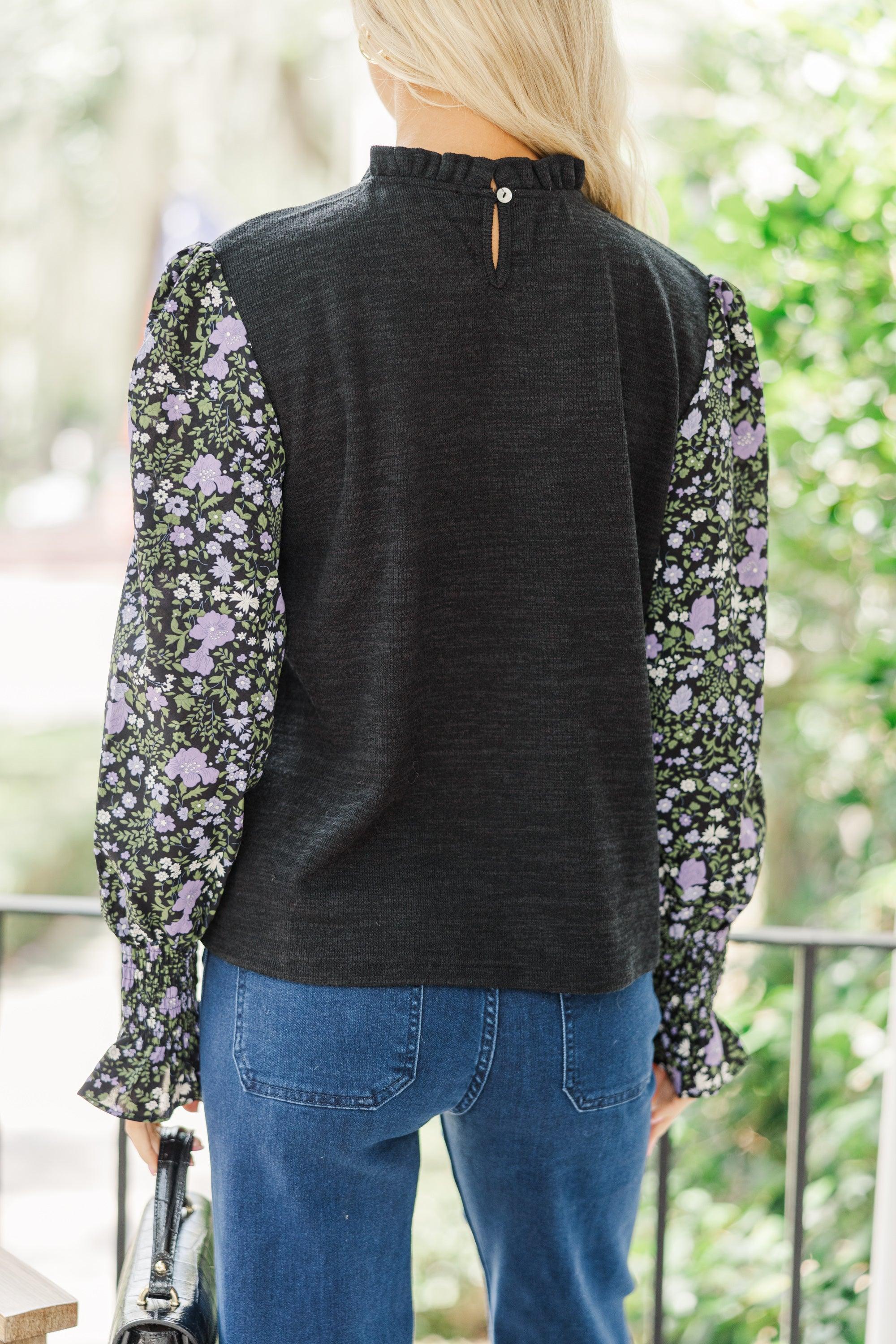 Feeling So Happy Black Floral Blouse Female Product Image