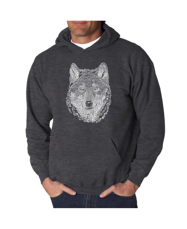 La Pop Art Mens Wolf Word Art Hooded Sweatshirt Product Image