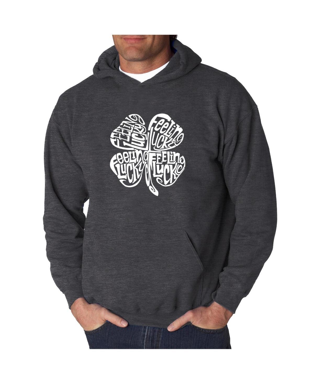 La Pop Art Mens Word Art Hooded Sweatshirt - Feeling Lucky Product Image