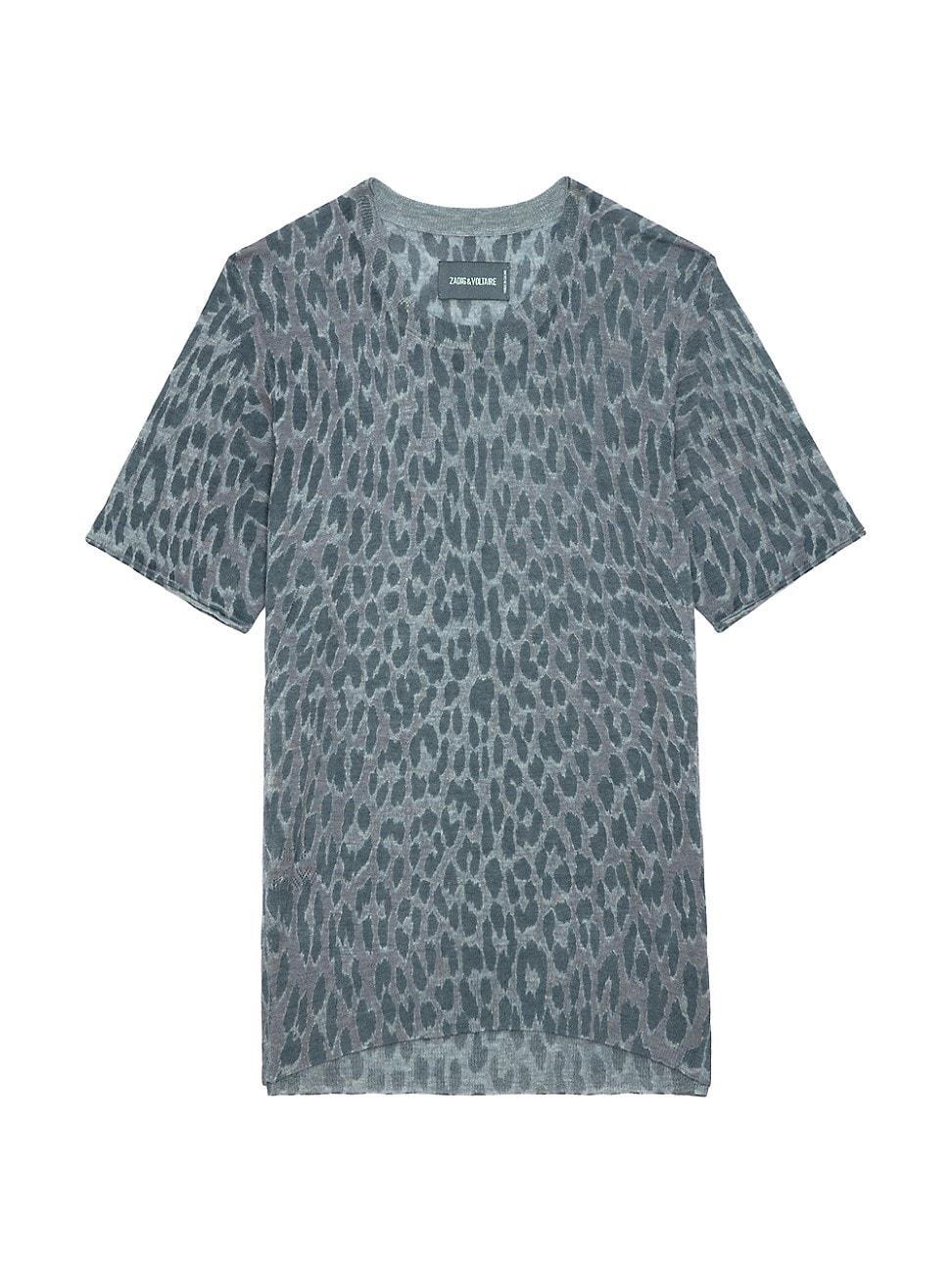 Womens Ida Leopard Cashmere Tee Product Image