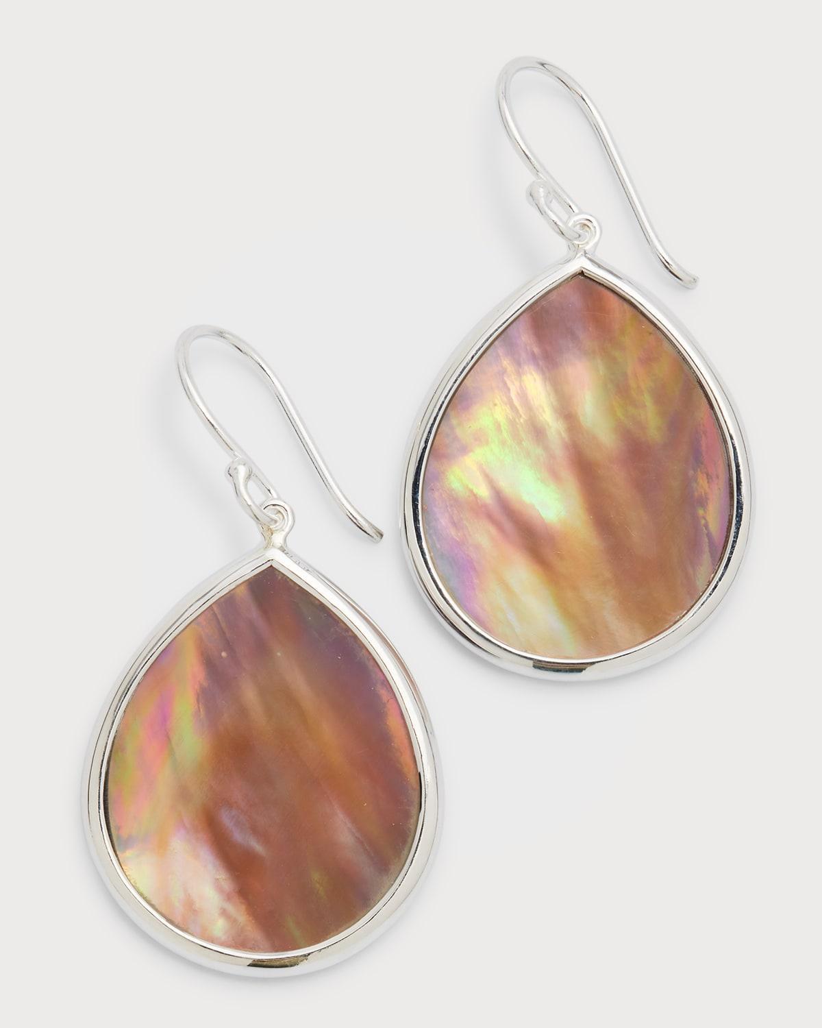 Womens Polished Rock Candy Sterling Silver & Brown Shell Small Teardrop Earrings Product Image