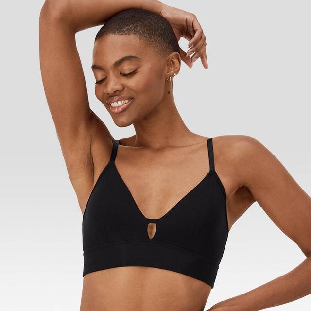 Hanes Originals Womens SuperSoft Longline Triangle Bra MHOT10 - Black M Product Image