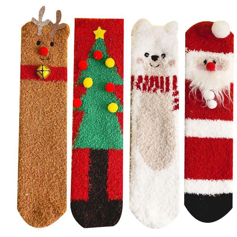 Christmas Cartoon Fleece Socks Product Image