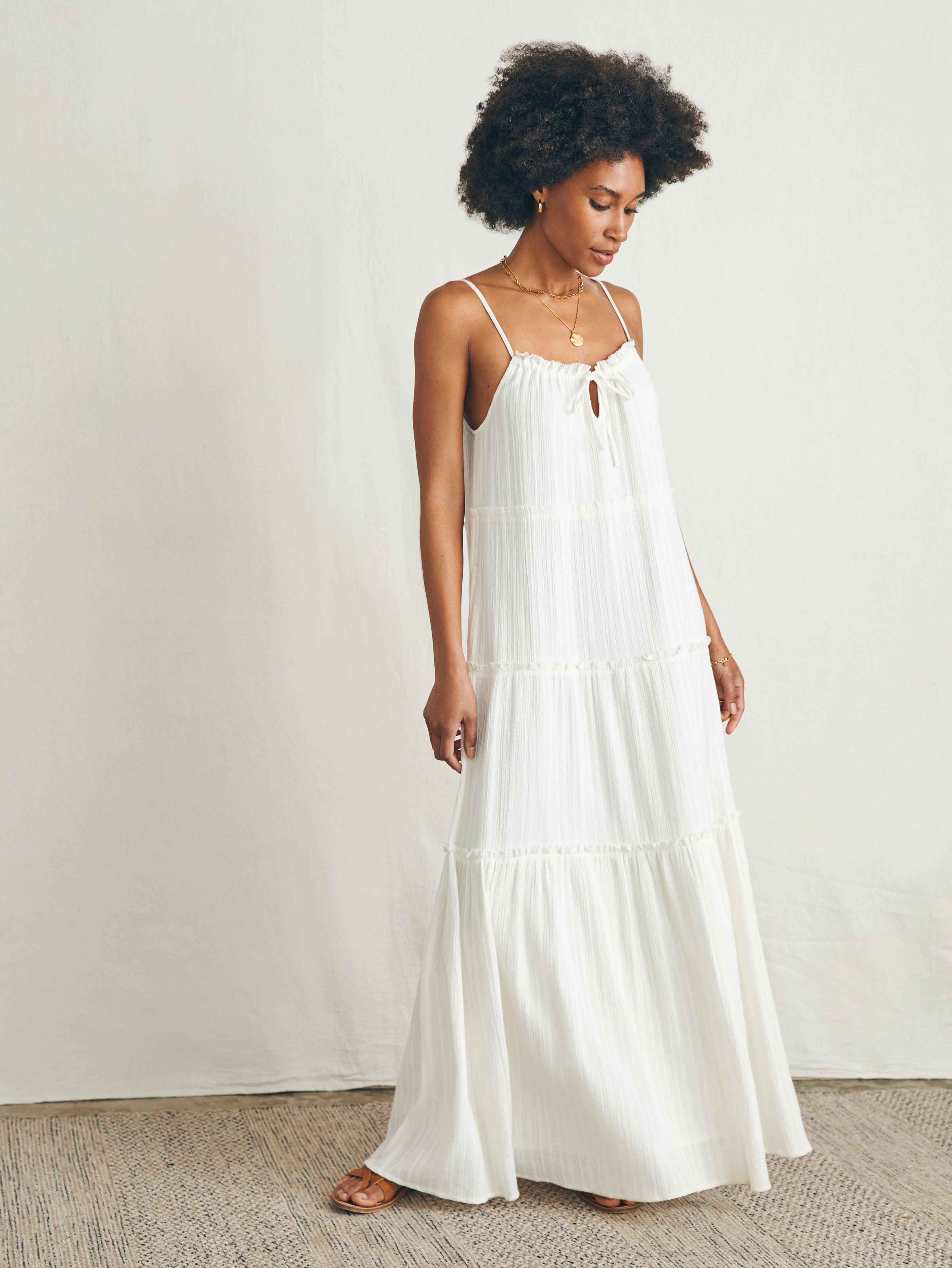 Silk Blend Sun Chaser Maxi Dress - Egret Dobby Female Product Image