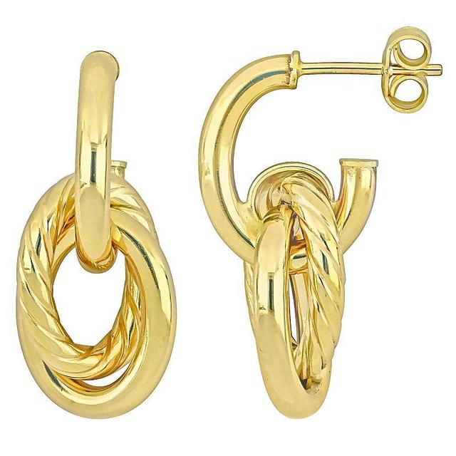 Stella Grace 10k Gold Open Huggie Hoop & Open Oval Drop Earrings, Womens, Yellow Product Image