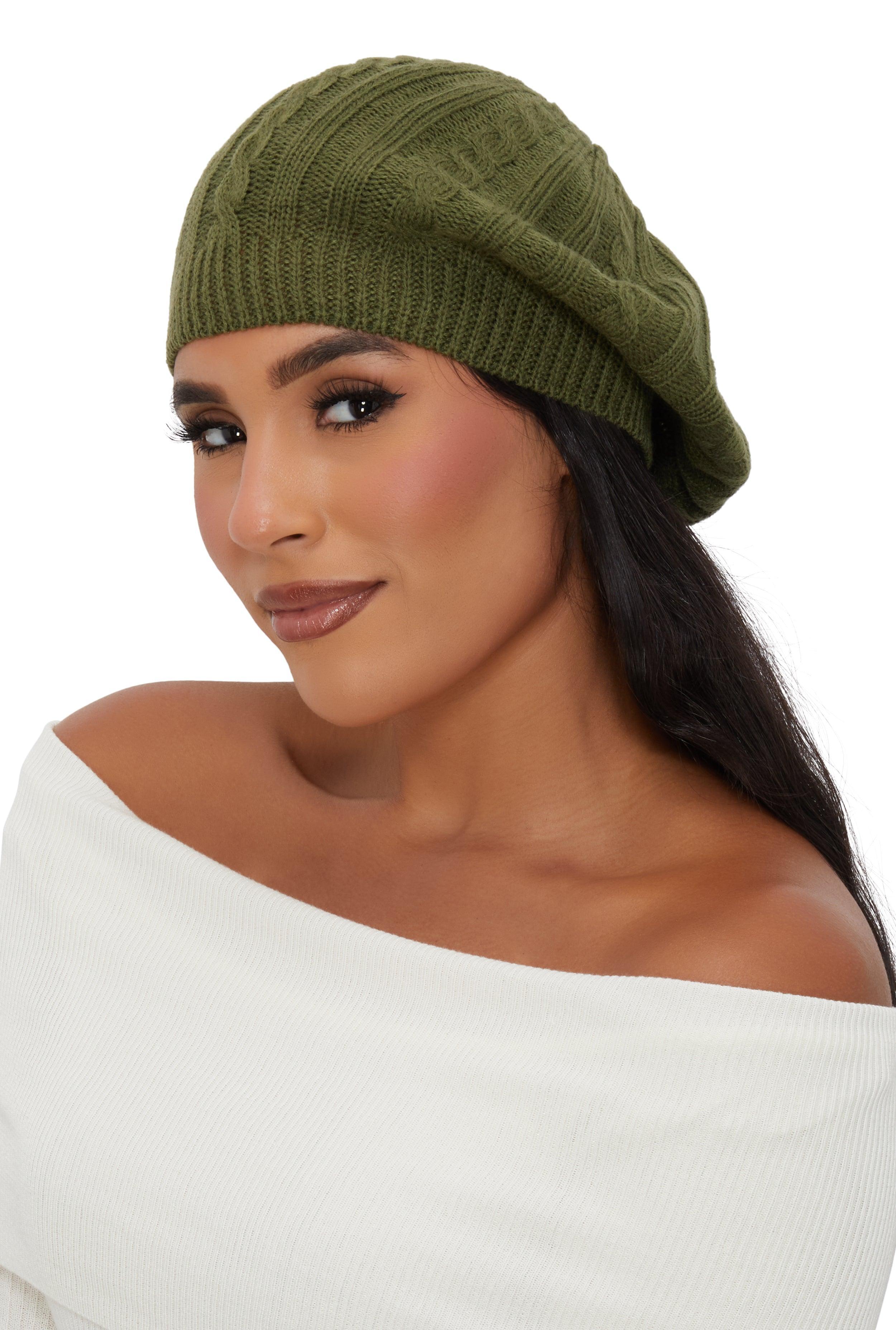 Solid Cable Knit Beret Female Product Image