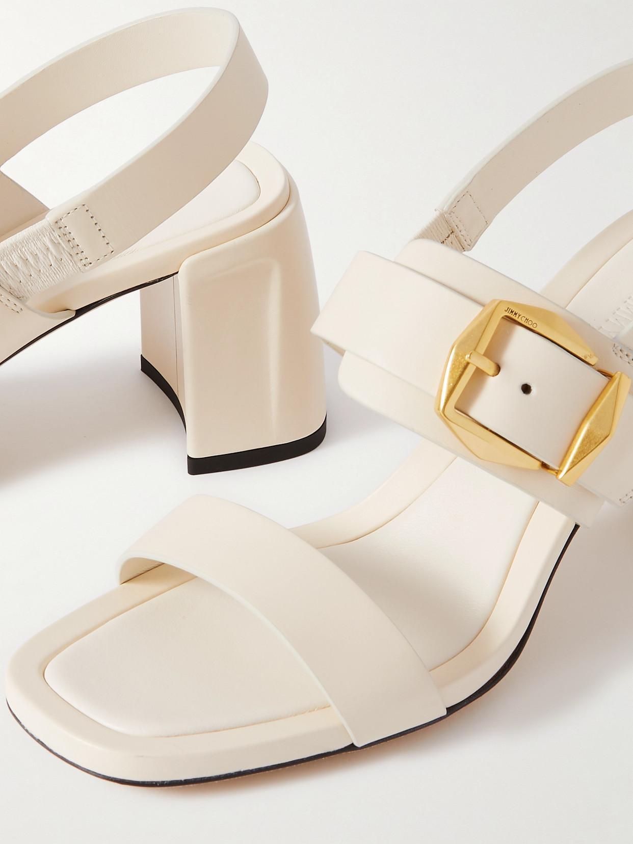 JIMMY CHOO Hawke 75 Leather Sandals In Cream Product Image