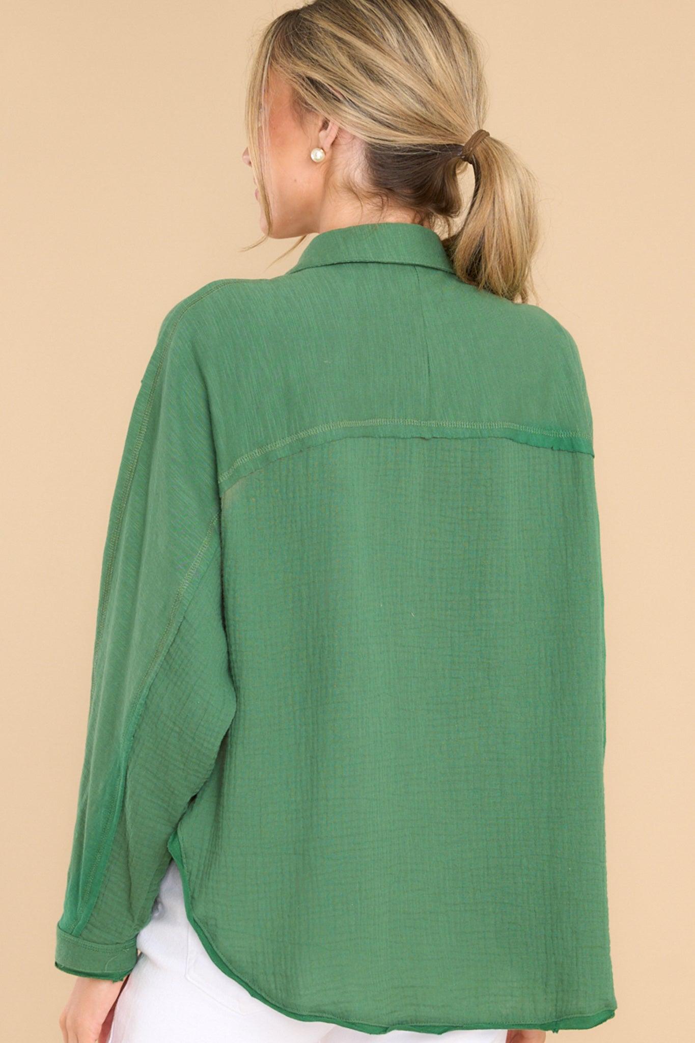 Carolina Chic Green Gauze Button Front Top Product Image