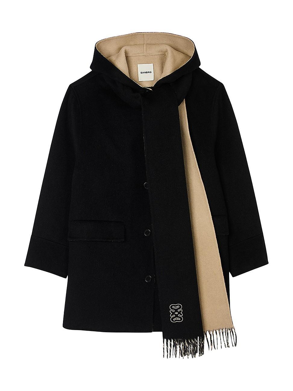 Womens Wool Coat with Scarf Product Image