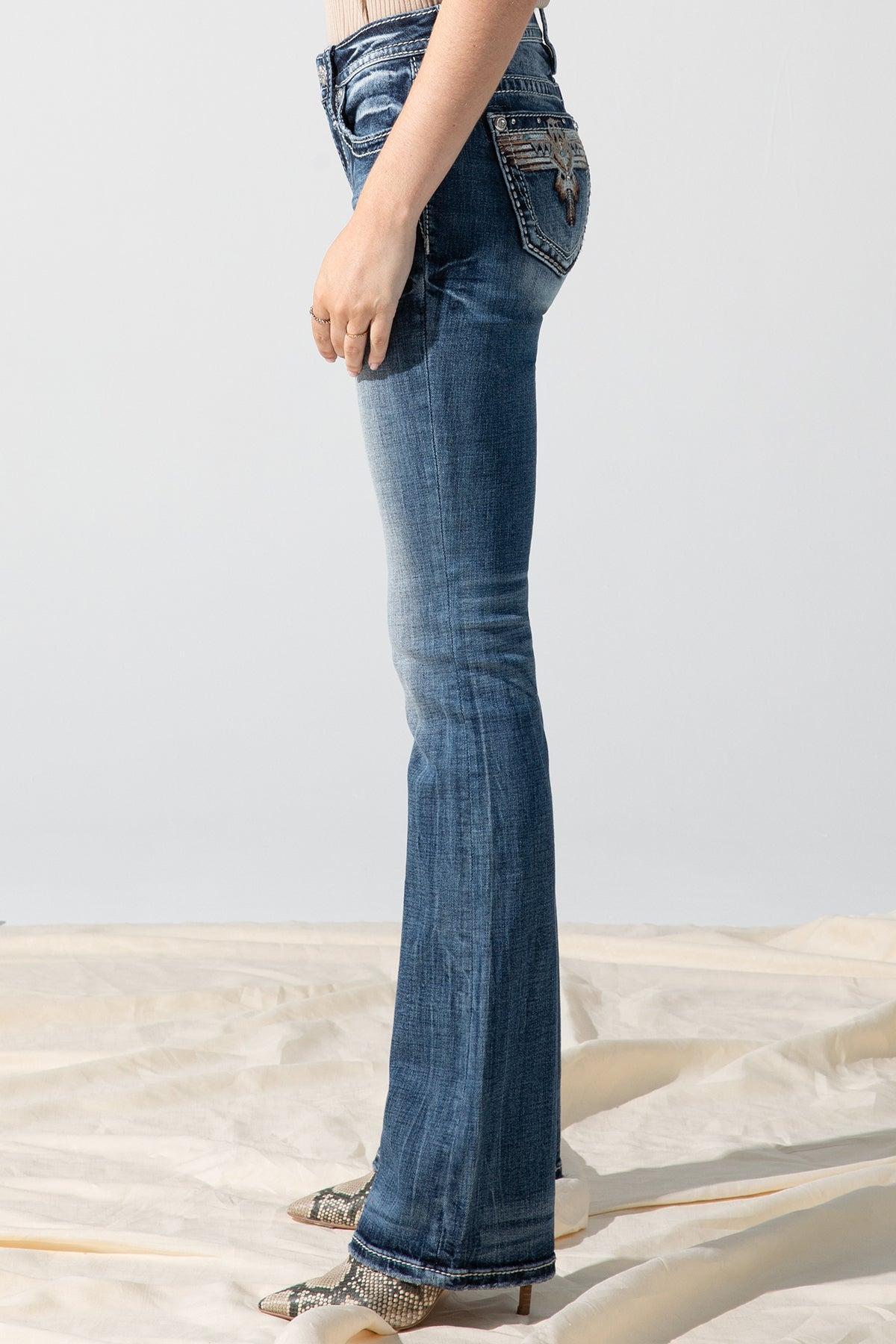 Sky Aztec Bootcut Jeans Product Image