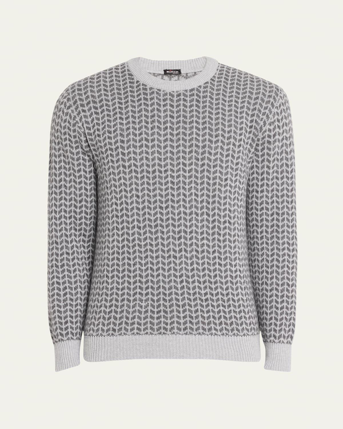 Mens Wavy Jacquard Crewneck Sweater Product Image