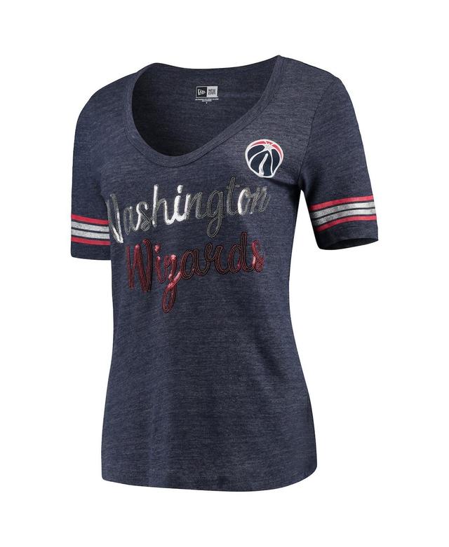 Womens New Era Heathered Navy Washington Wizards Tri-Blend U-Neck Jersey T-shirt Product Image