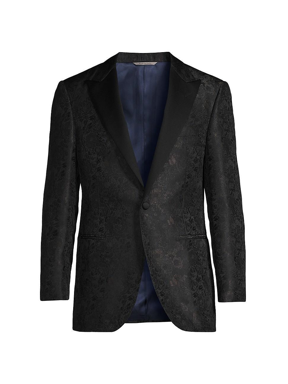 Mens Floral Print Peak Lapel Single-Breasted Dinner Jacket Product Image