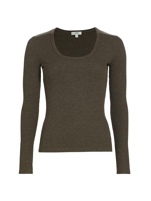 AGOLDE Bernice Scoop Neck Long Sleeve Rib T-Shirt Product Image